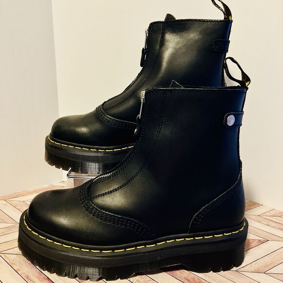 Dr. Martens Black Leather Platform Boots - Picture 1 of 10